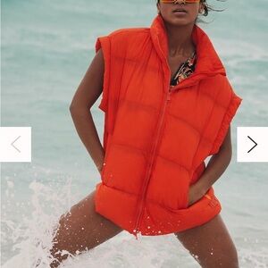 Free People Movement Red In a Bubble Puffer Vest size XS